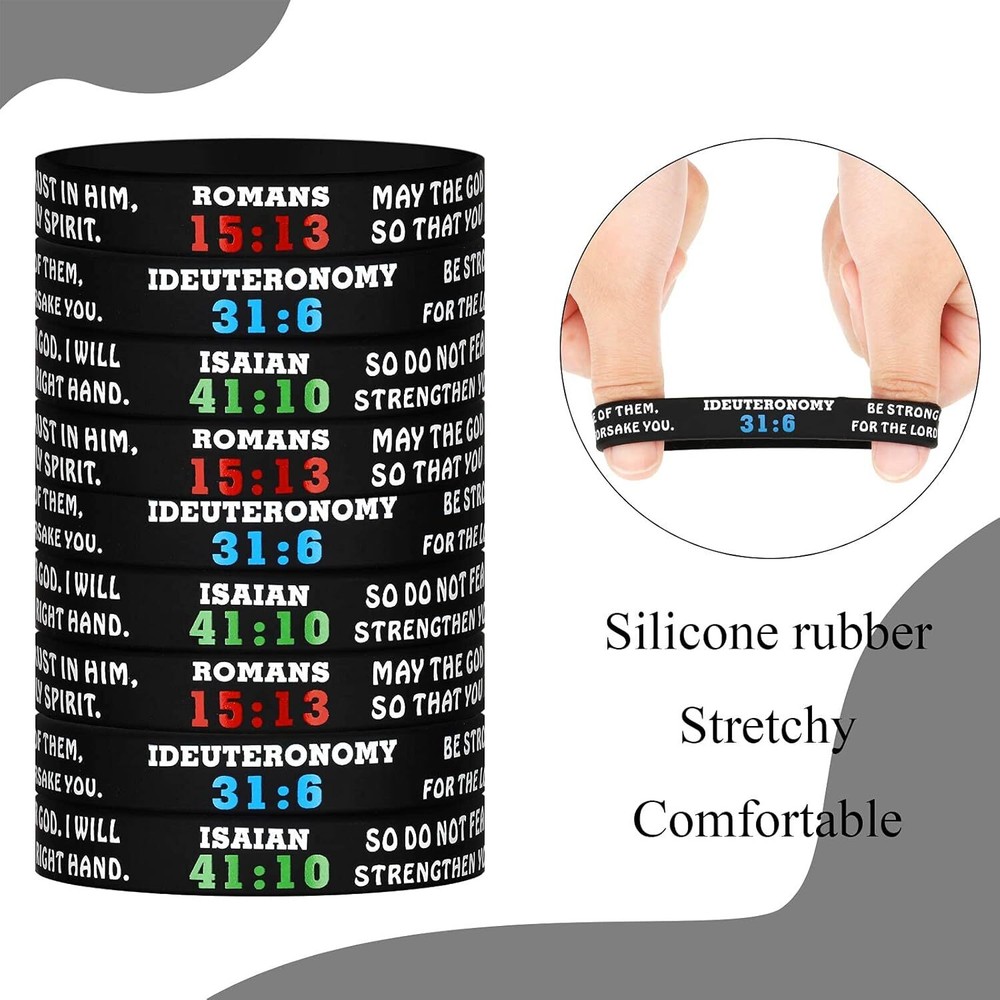 32 Pcs Bible Verse Bracelets Christian Scripture Bracelets Bulk Rubber Religious