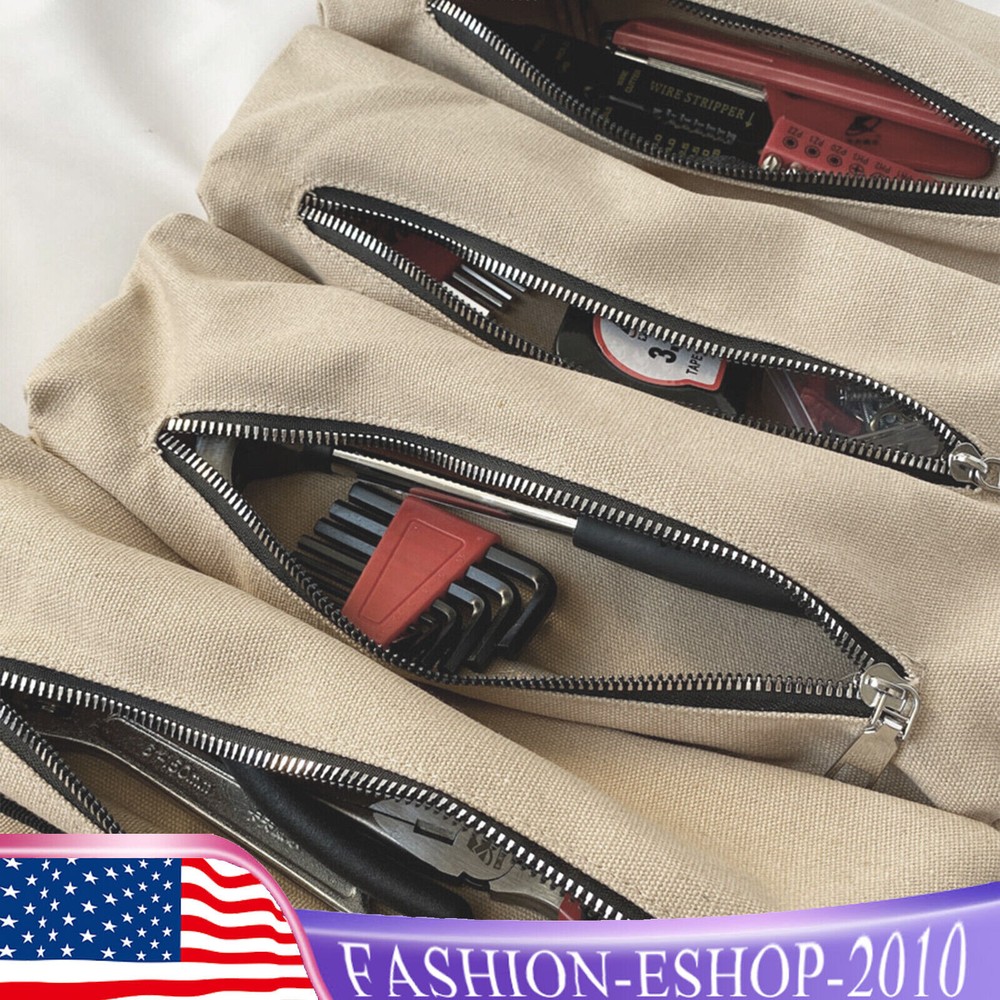 Multi-Purpose Roll Up Tool Bag Wrench Pouch Hanging Organizer Storage 5-Pockets