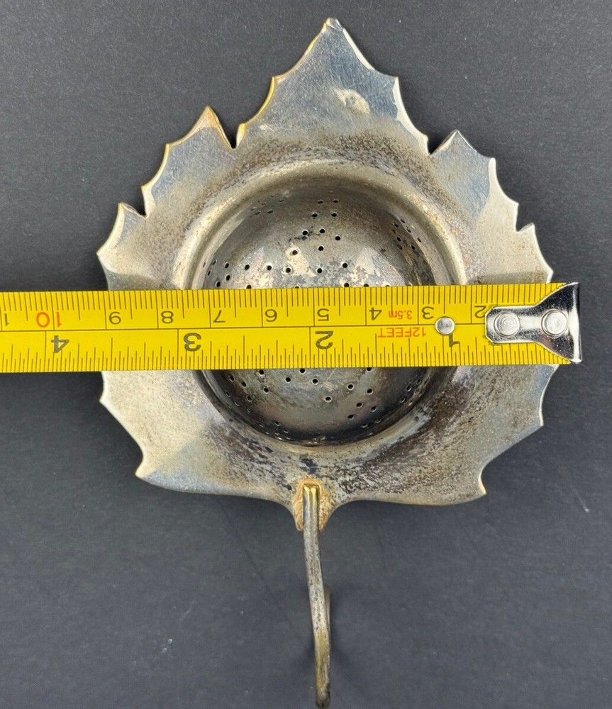 Vintage Silver Plate Maple Leaf Shaped Loose Leaf Tea Strainer