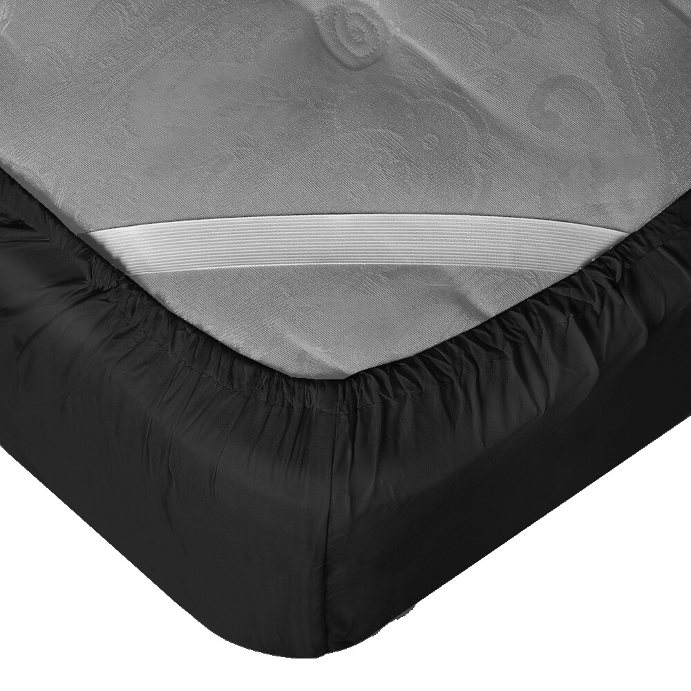 21” Extra Deep Pocket Ultra Soft Fitted Sheet with Corner Straps, King - Black