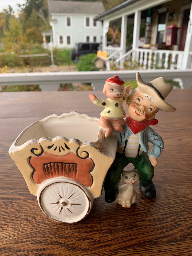 1950s Enesco Organ Grinder & Monkey Planter