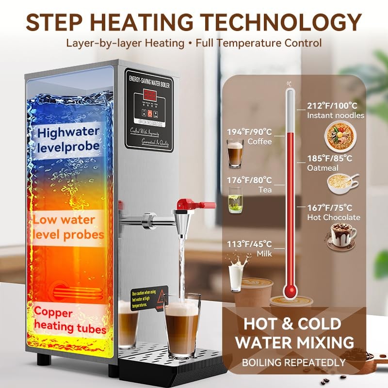 Vtsmax 2000W Commercial Hot Water Dispenser Countertop, 25L(6.6Gal) /H Energy