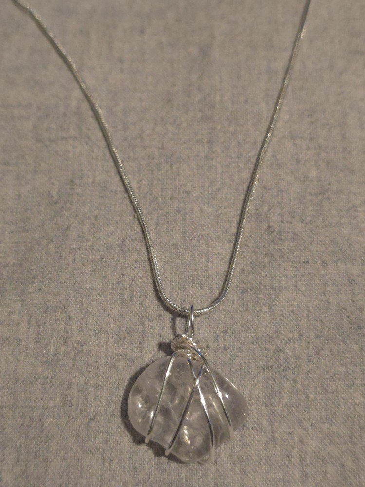 Clear Quartz Pendant On A Sterling Silver Necklace