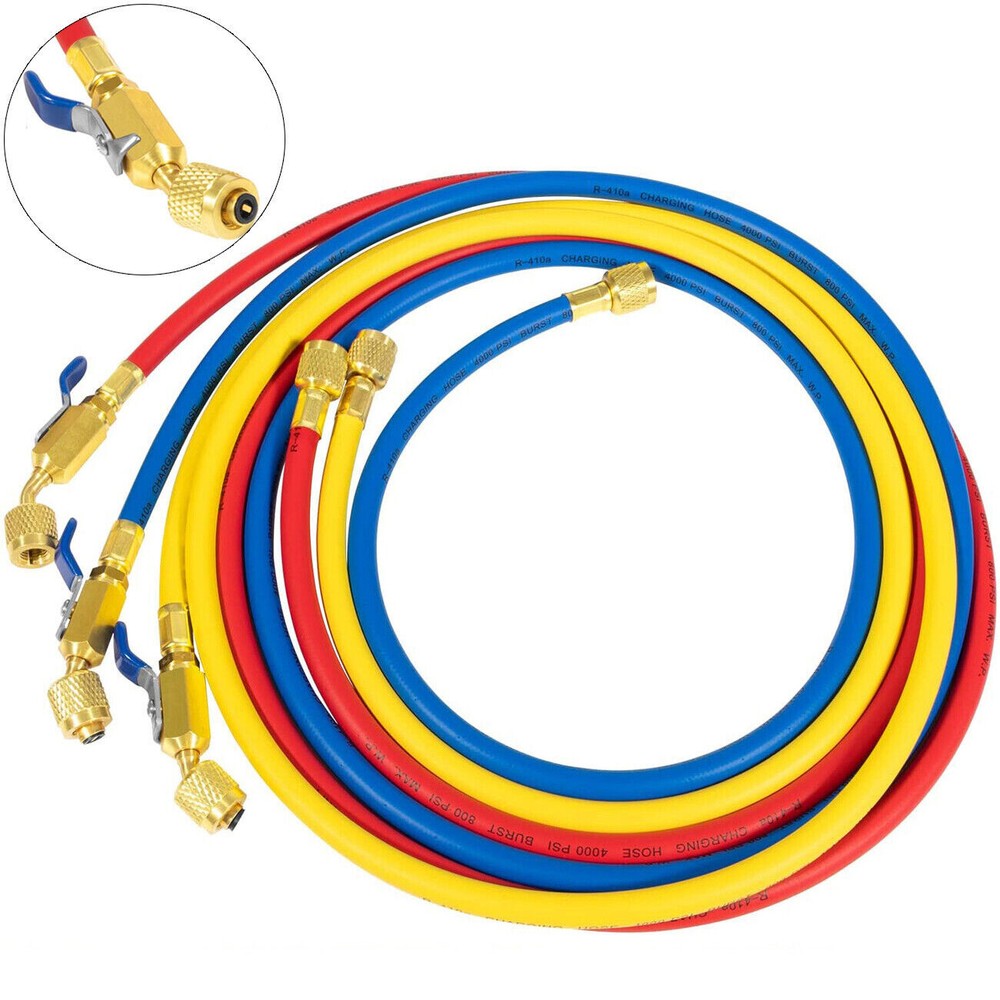 3X 29986 Plus II 1/4" Hose with Compact Ball Valve End Refrigerant Charging Hose