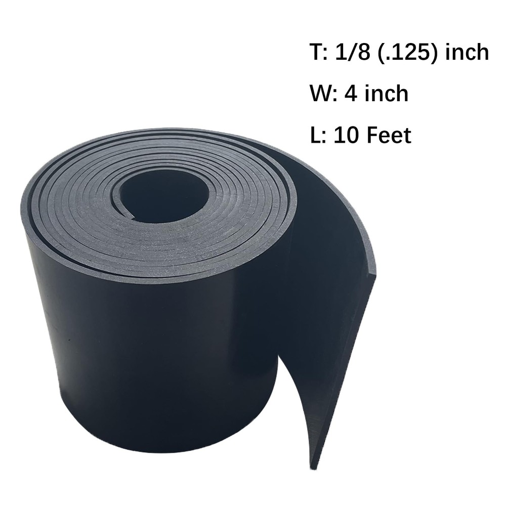 Solid Rubber Strips 1/8 (.125)" Thick X 4" Wide X 10'Long, Solid Rubber Sheet