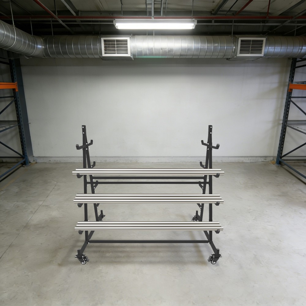 5 Tier Iron Horizontal Lumber Storage Rack Storage Rolling Triangle Rack 500LBS