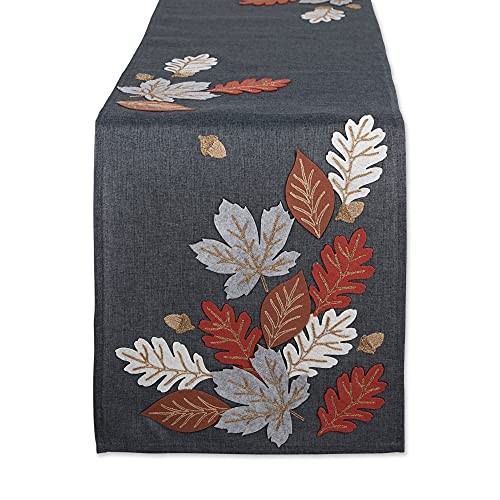 Fall Table Décor Embroidered Tabletop for Table Runner, 14x70" Autumn Leaves