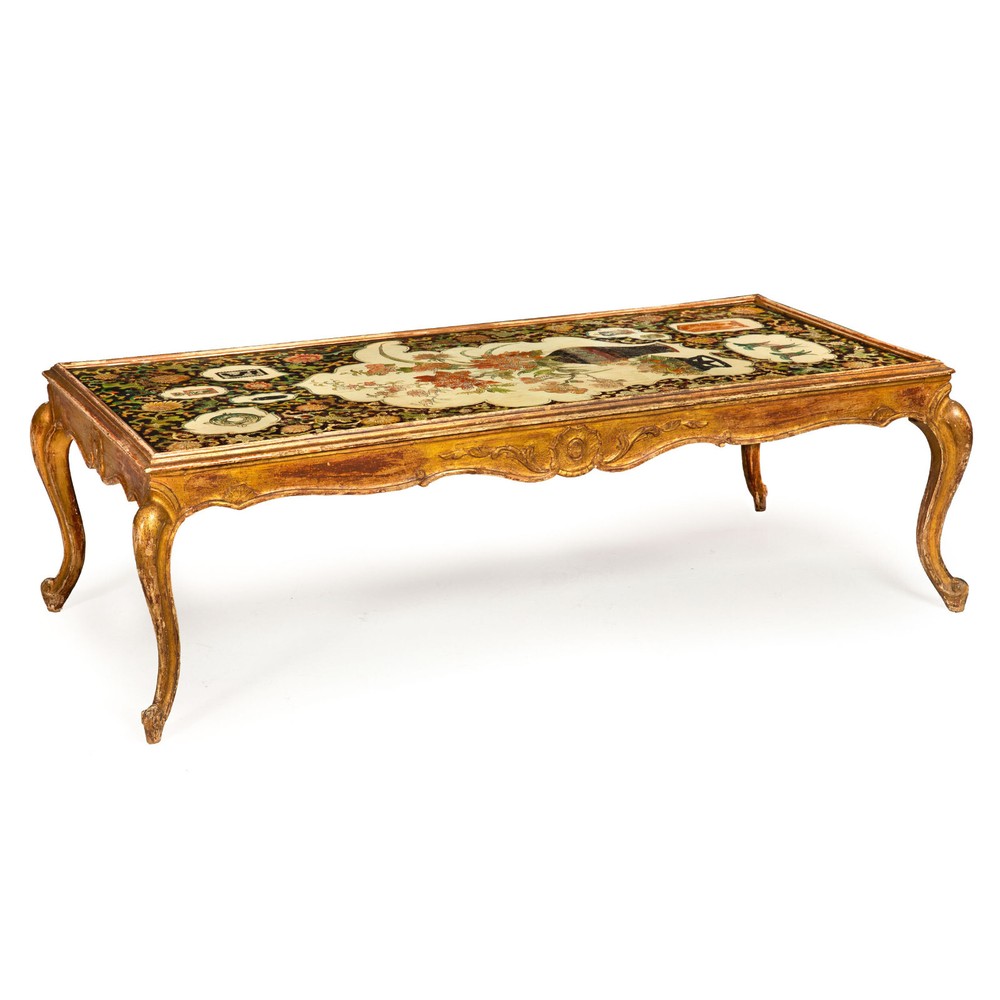 Hollywood Regency Painted Polychromed Low Coffee Table ca. 1940