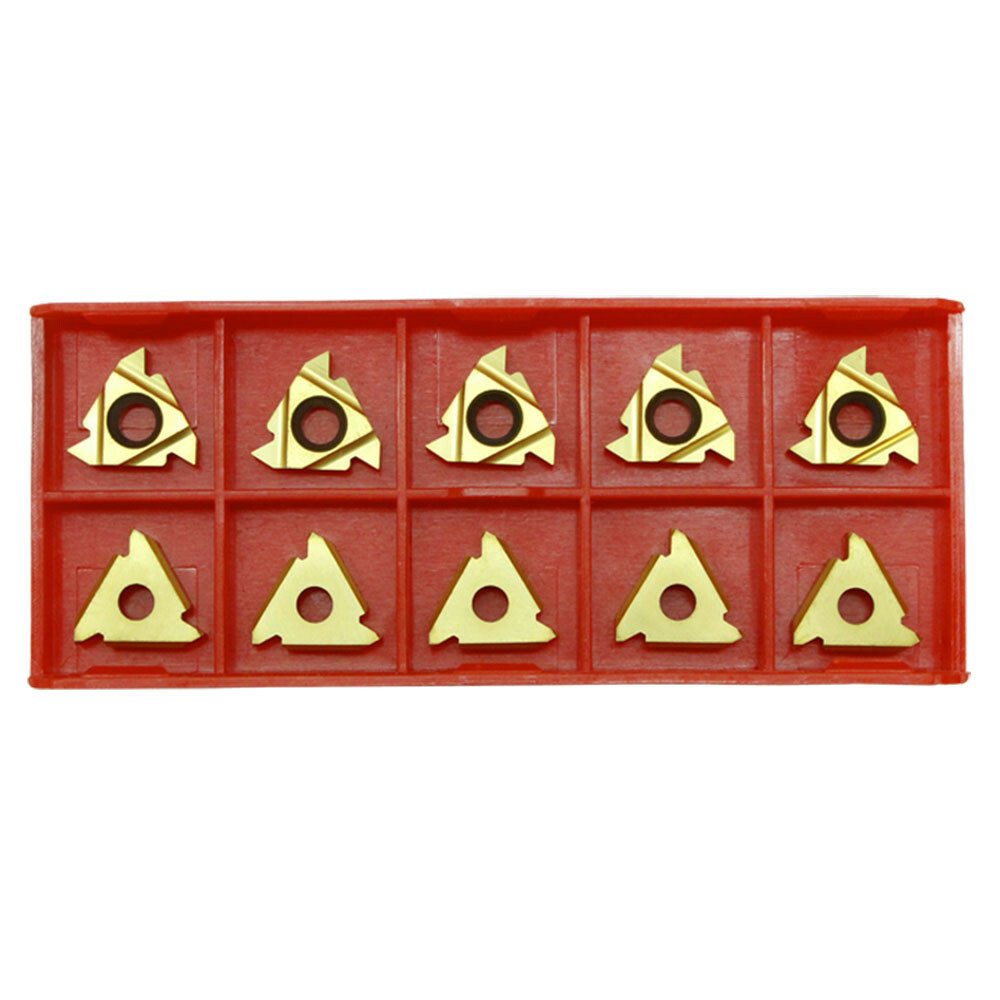 10Pc Indexable Tin Inserts 11ER A60 Carbide Threading Threader Lathing SER3 Bits