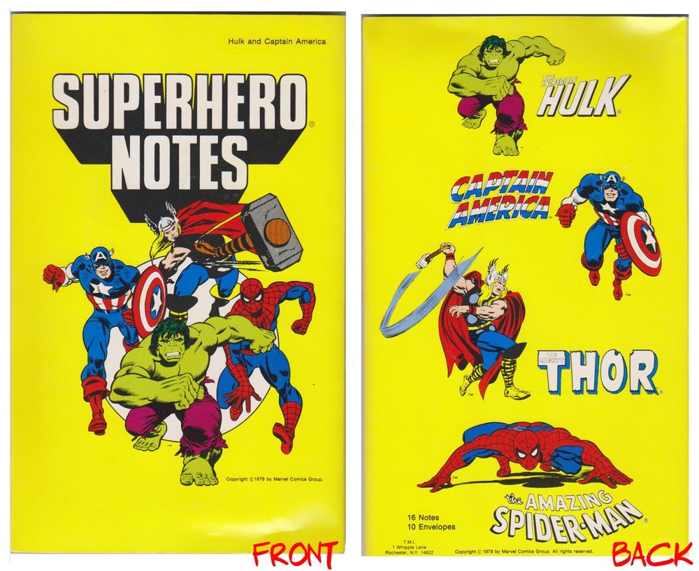 Marvel Superhero Notes/Stationary Set (1978)
