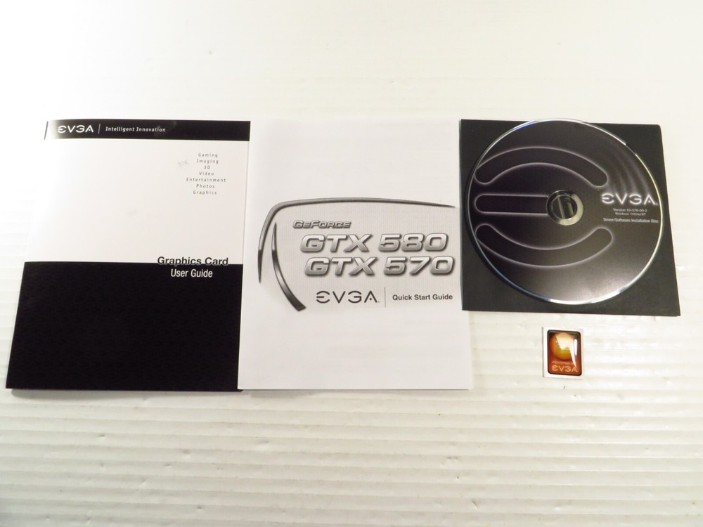 EVGA Version 10-570-50-2 display driver disc + GTX 578/580 quick start guide