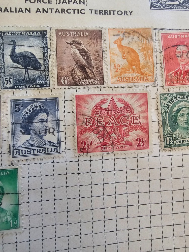 Australian stamps, 13 in number as seen