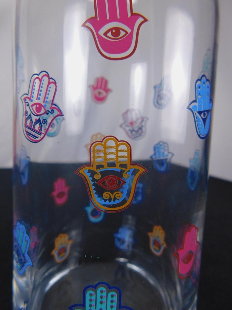 Hamsa Evil Eye Carafe Glass Decanter Witchy