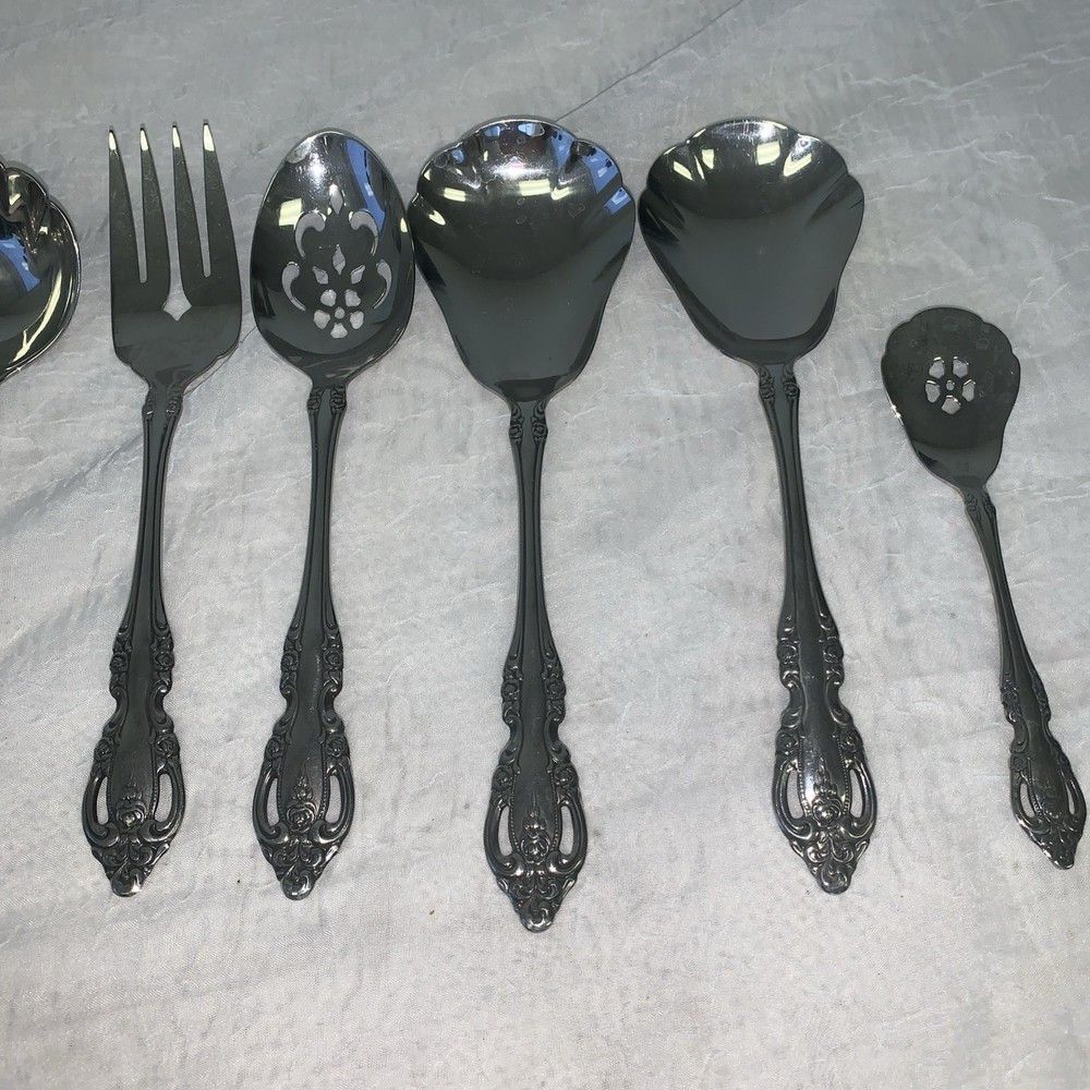 8pc Serving Tablespoon Ladle Spoon Pierced Oneida Community BRAHMS Stainless