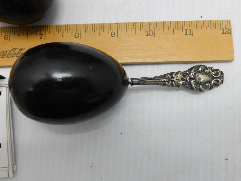 Set of 4 Vintage Darning Eggs, Sterling Silver handles