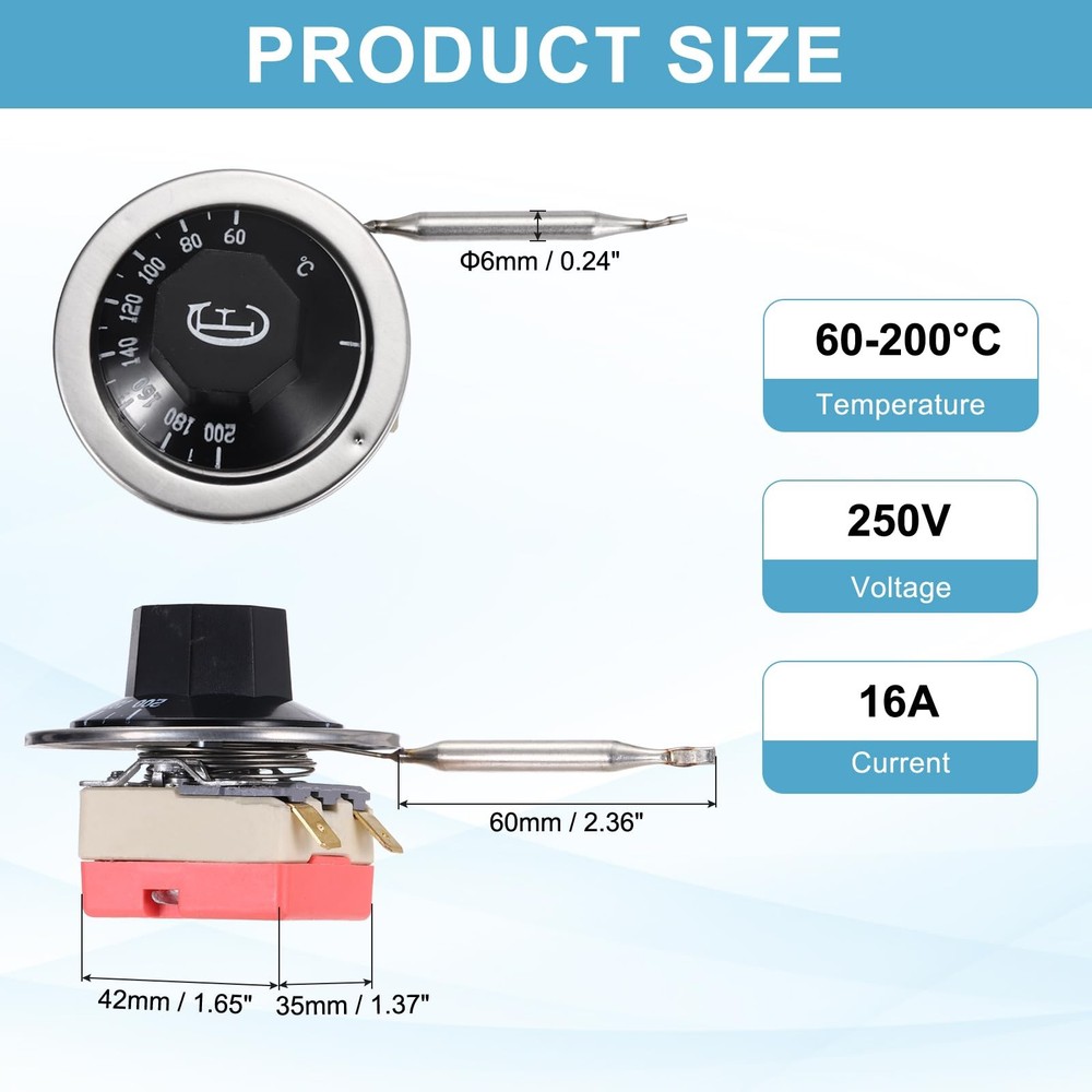 MECCANIXITY 2pcs Oven Temperature Control Switch 250V, 16A 60-200°C...