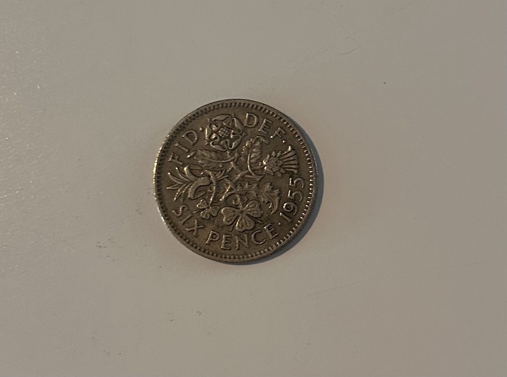 1955 Sixpence Coin