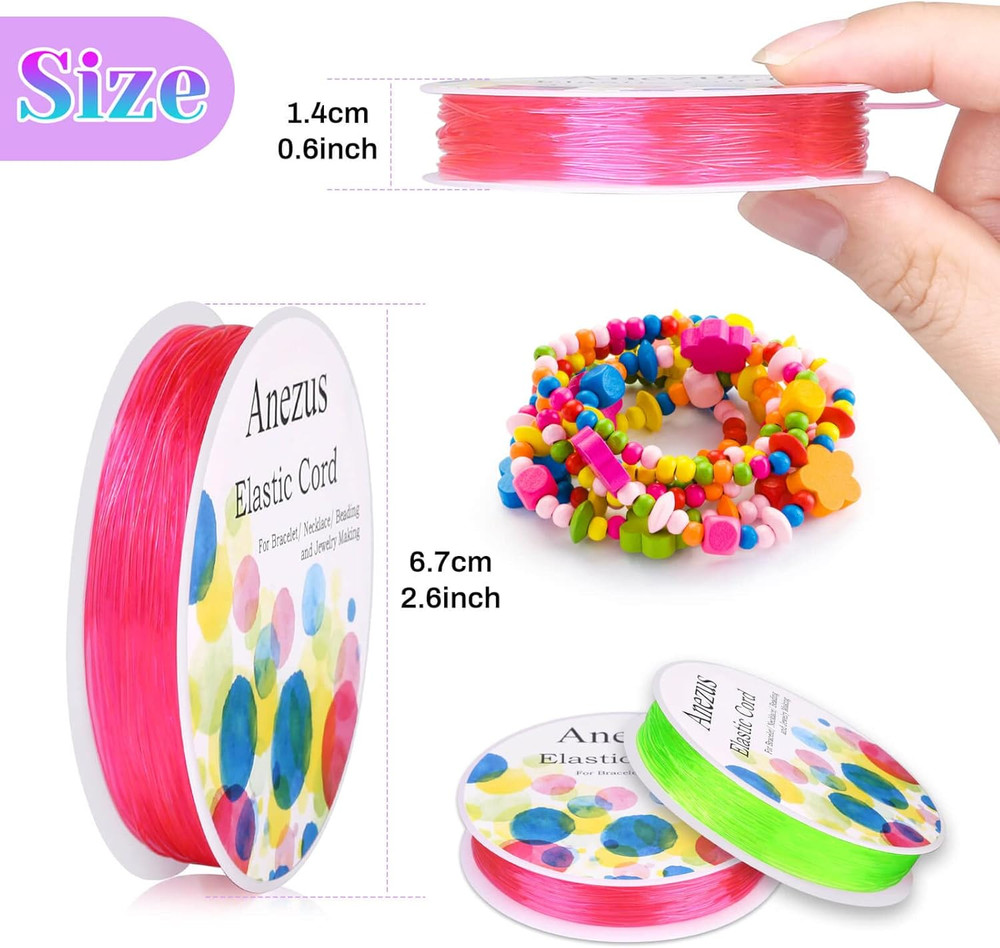 Elastic String for Bracelets, 12 Rolls Crystal Beading Wire for Jewelry Making,