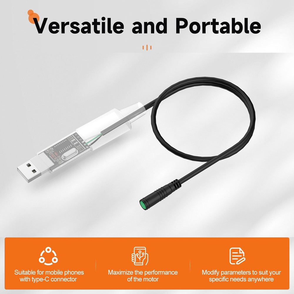 USB Programming Cables for BAFANG Mid Motor BBS01/02B BBSHD Ebike 100CM