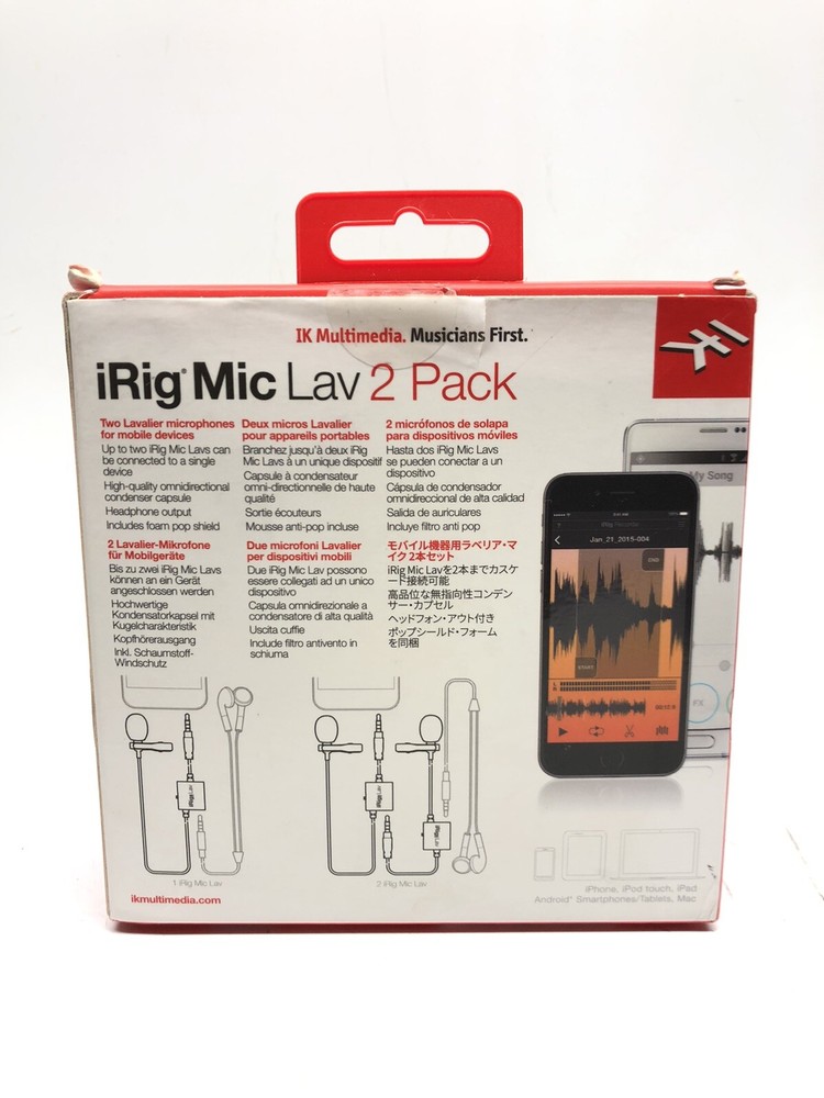 IK Multimedia iRig Mic Lav Condenser Microphone for iPhone iPad Touch Android.