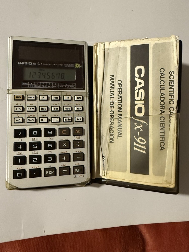 Vintage Casio FX-911 Calculator With Manual And Case