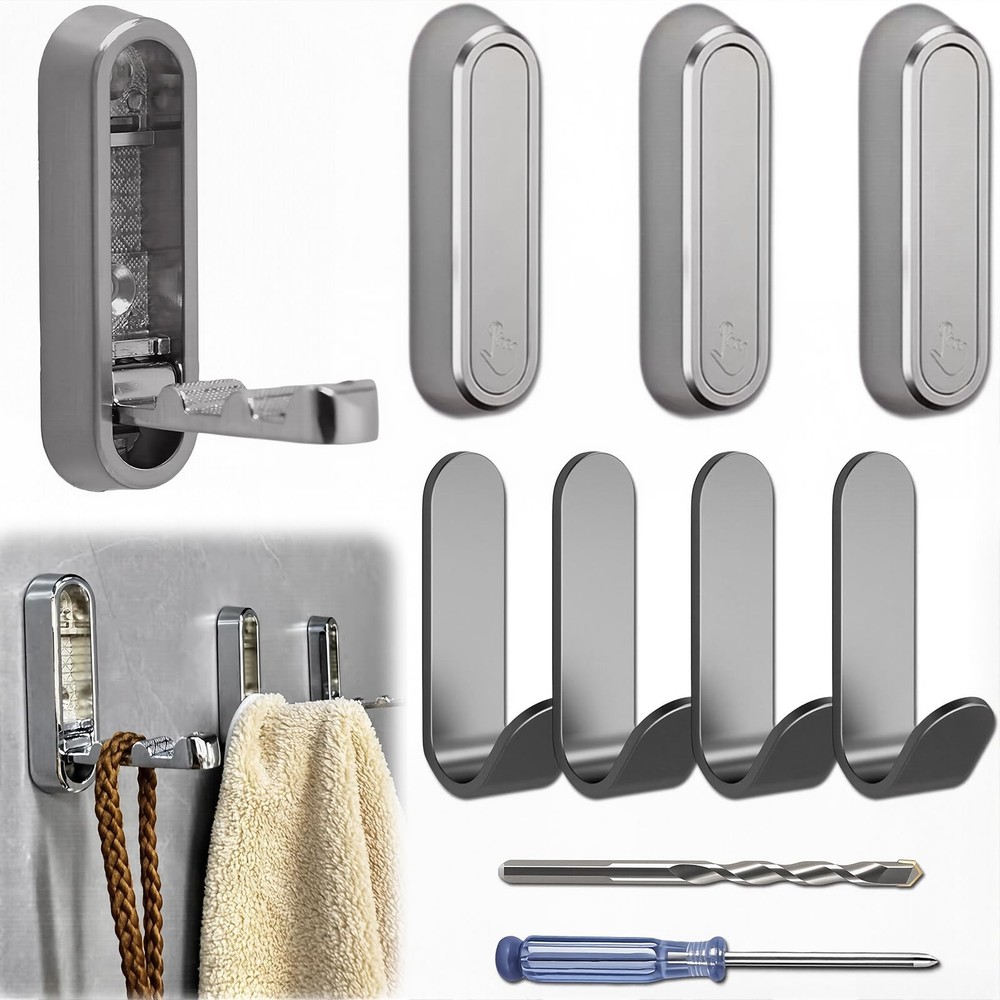 4PCS Foldable Wall Hooks, Folding Coat Hook, Folding Hook Wall Mount with 4pc...