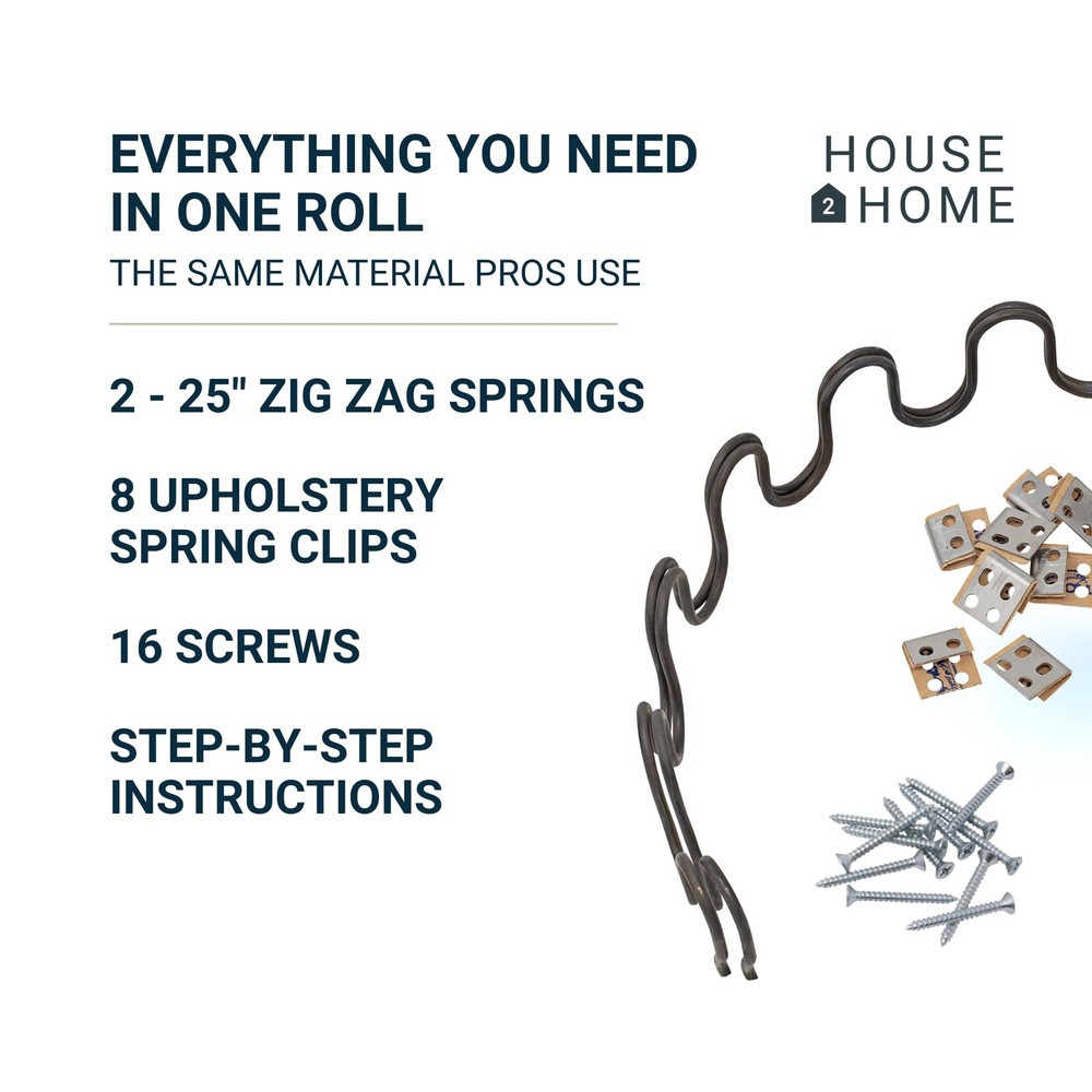House2Home 25" Sofa Upholstery Spring Replacement, 2-pack Springs, Grey