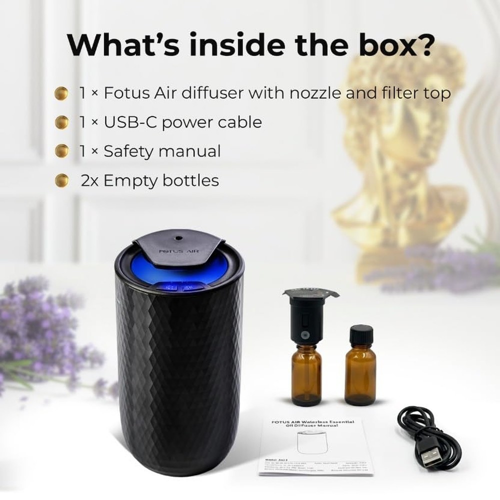 Waterless Essential Oil Diffuser – Portable Cordless Aromatherapy Diffuser