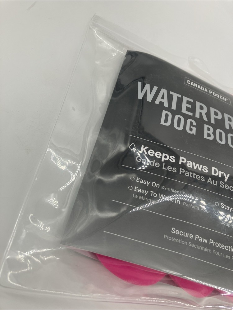 Canada Pooch Dog Boots Pink Waterproof Rubber Size 4 - Drawstring Closure