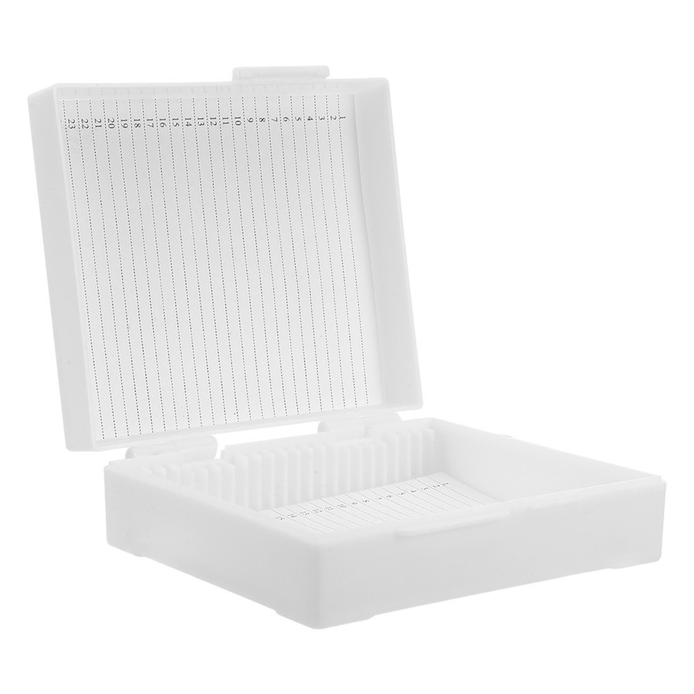 Plastic Slide Storage Box: 25 Slots Laboratory Microscope Slide Holder -