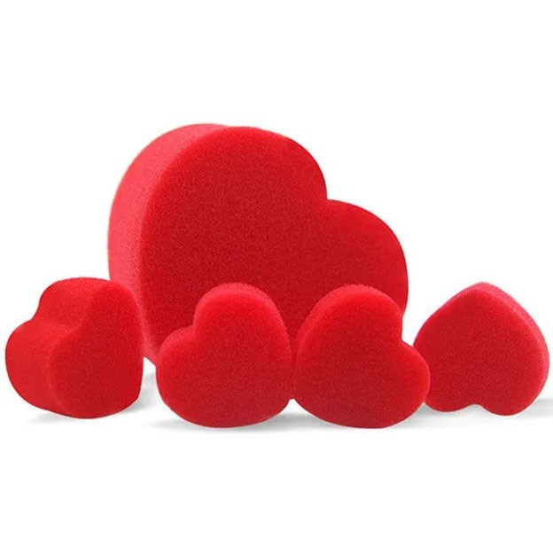 Soft Sponge Heart Set, Red (5 pcs)