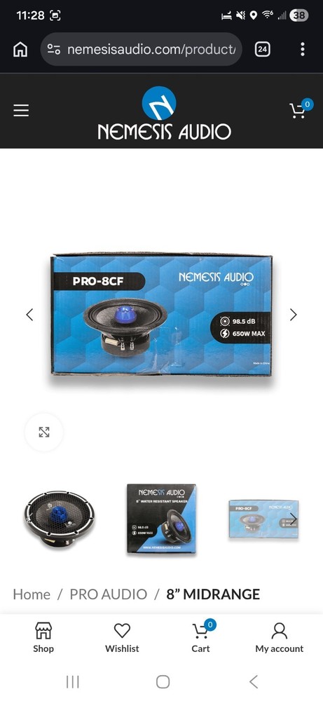 Nemesis Pro8-cf Pro Midrange Marine Speaker With Grill