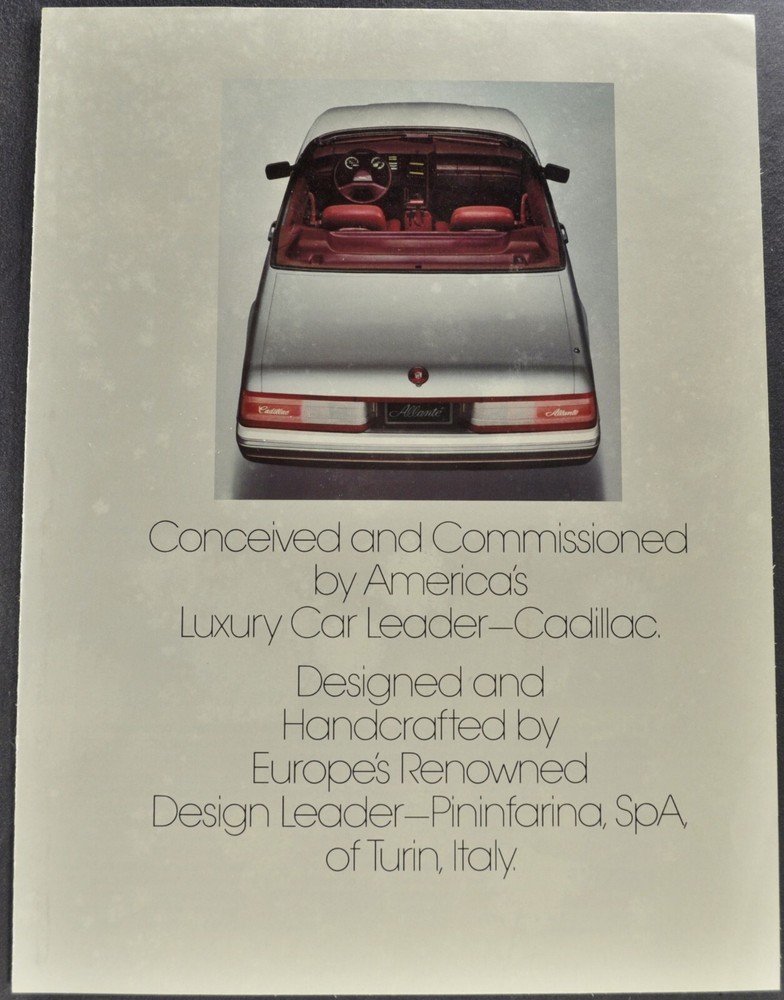 1987 Cadillac Allante Brochure Folder Pull-Out Excellent Original 87
