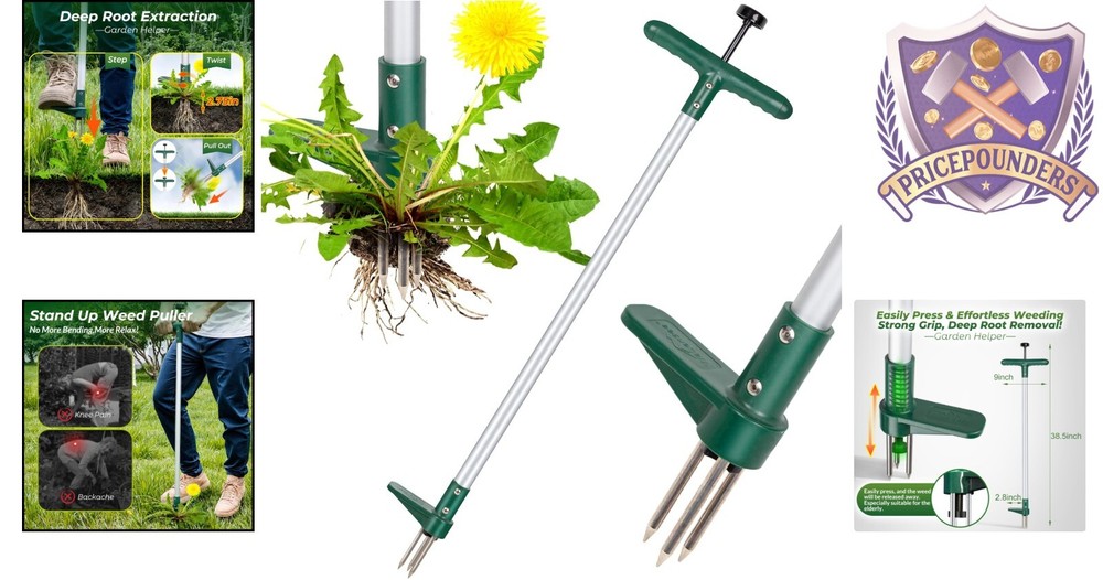 Weed Puller Stainless Steel Long Handle 3 Claws Garden Tool for Easy Weeding