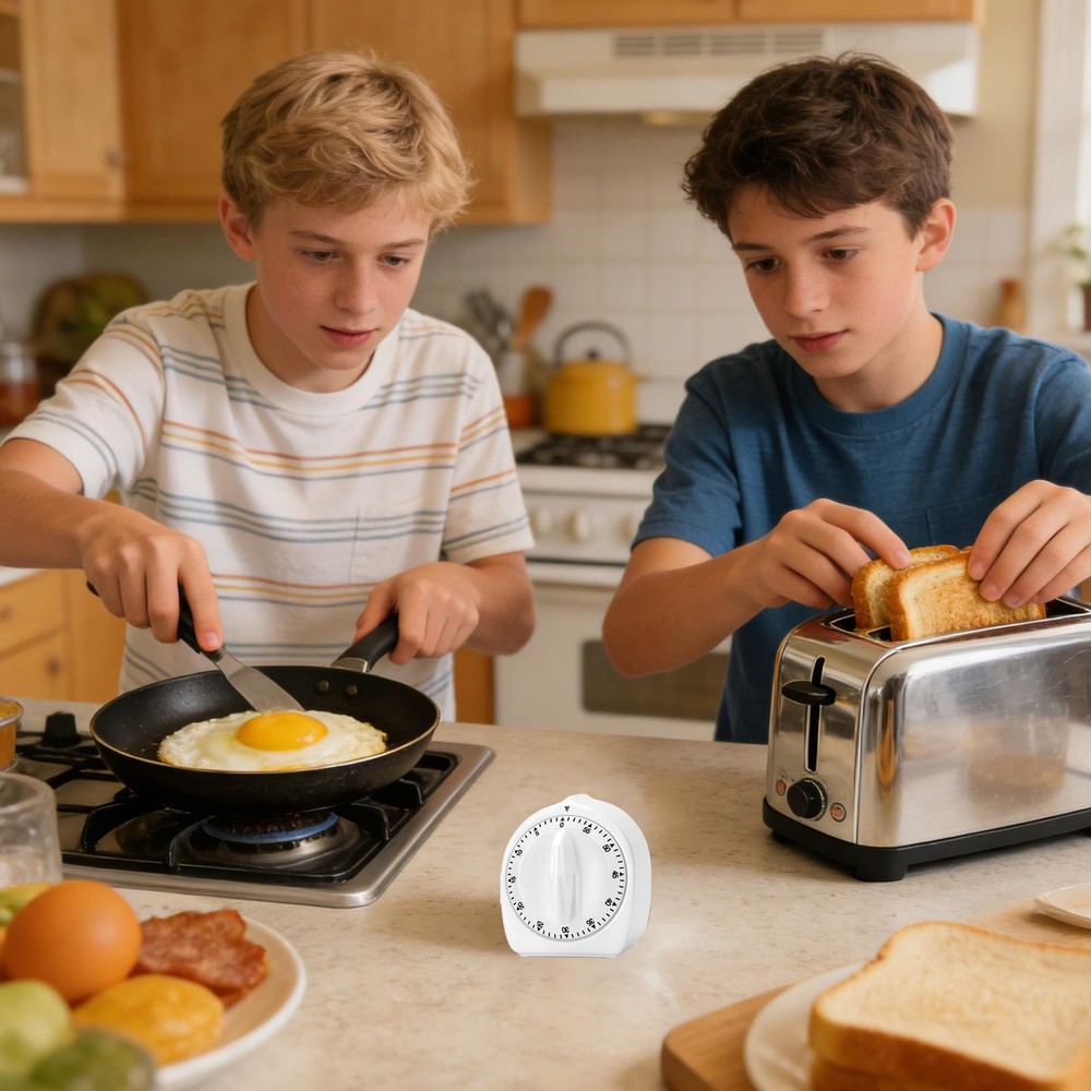 Cooking Timer for Elderly 60-Min Manual Wind Up Countdown Visual Baking