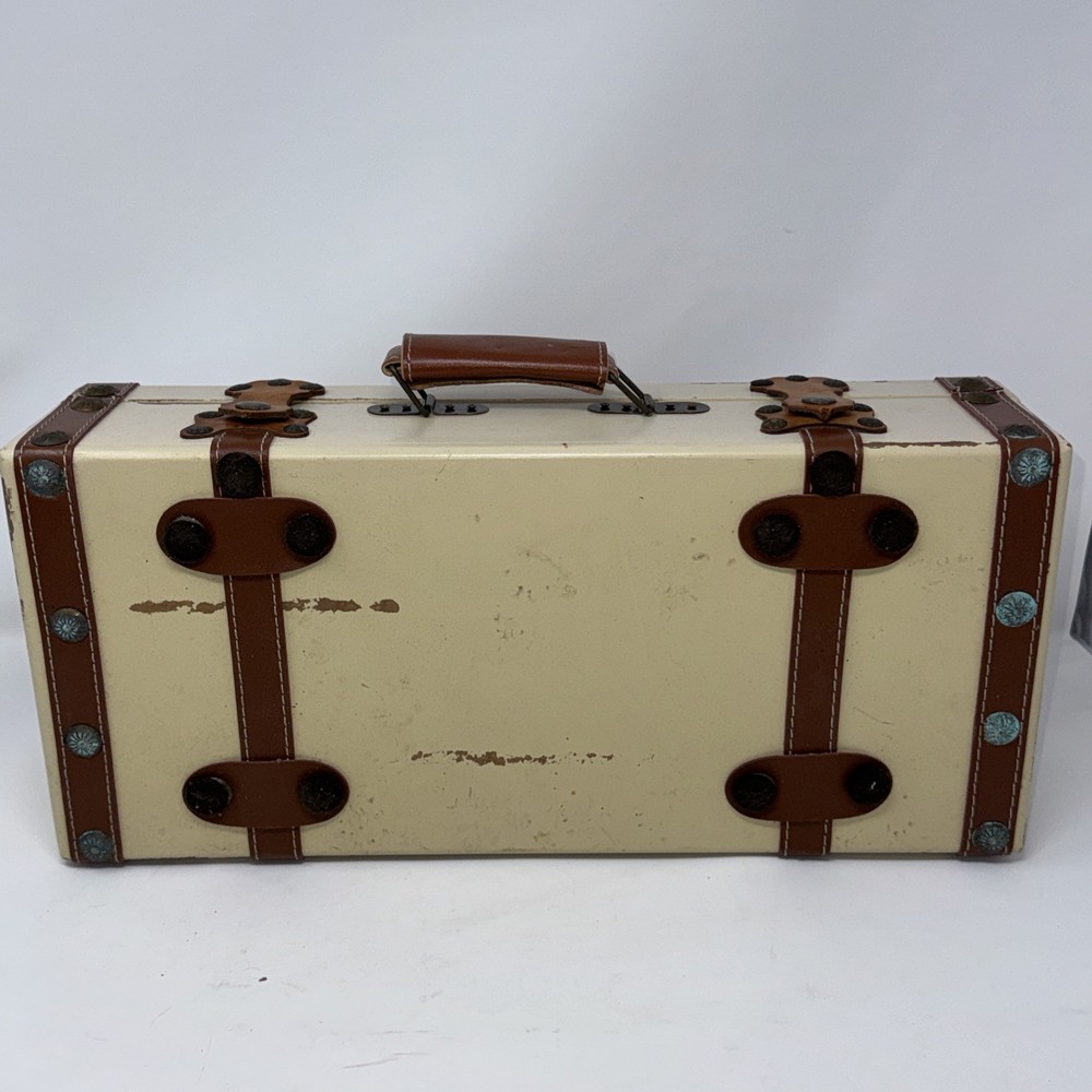 Vtg Wood Decorative Storage Trunk Box Suitcase Keepsake Chest Home Decor Rustic