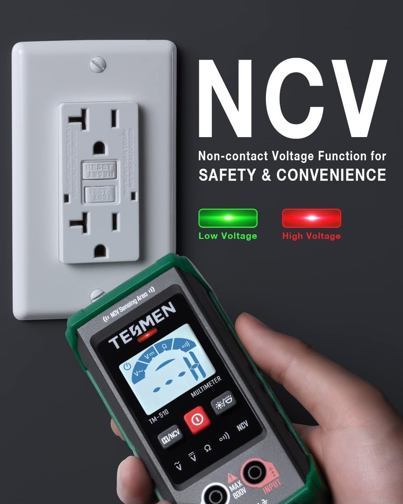 Precision TM-510 Multimeter - Auto-Ranging, Non-Contact Voltage & AC/DC Testing