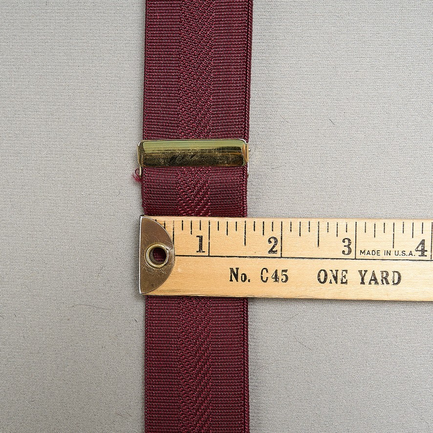 Men's Suspenders Burgundy Stretch Leather Button Ends Adjustable