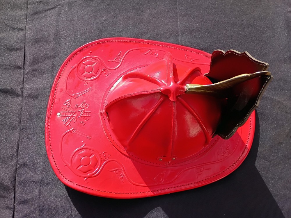 leather firefighter helmet