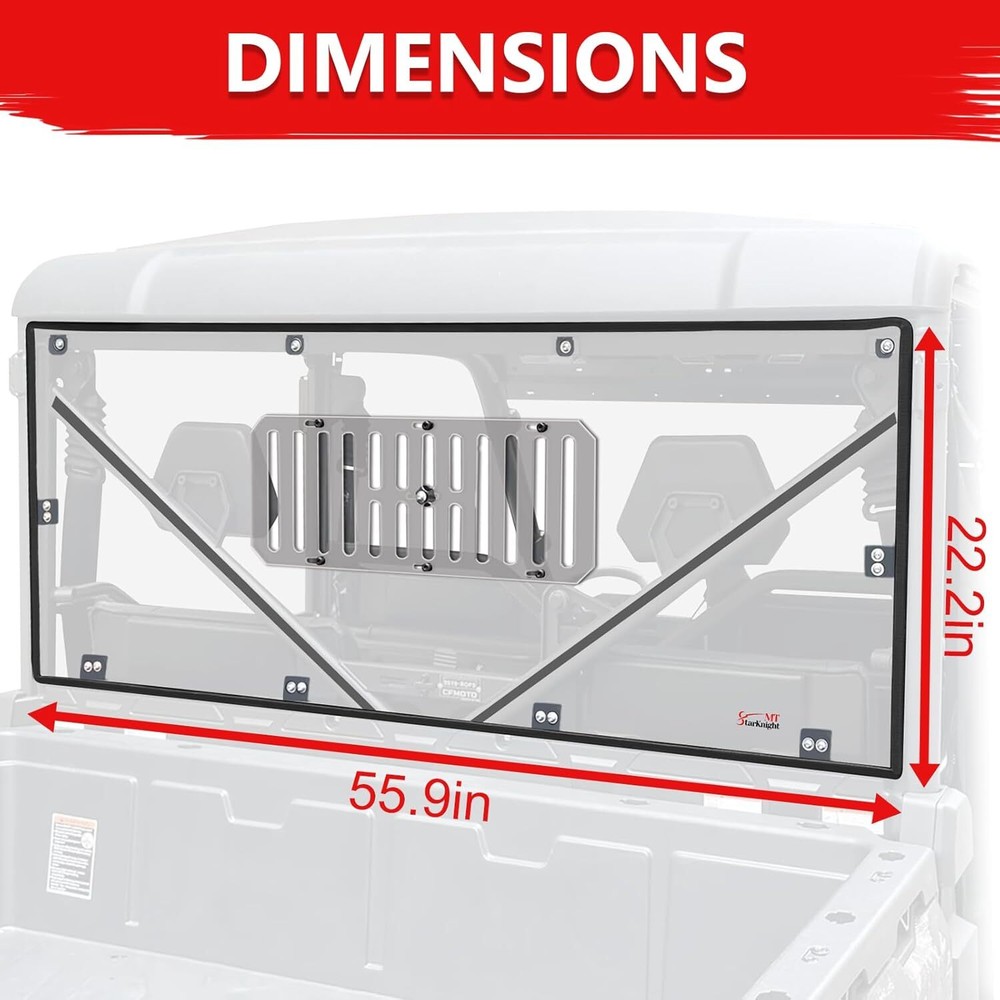 For 2019-2025 UFORCE 1000 1000XL Vented PC Back Window Windshield Panel US