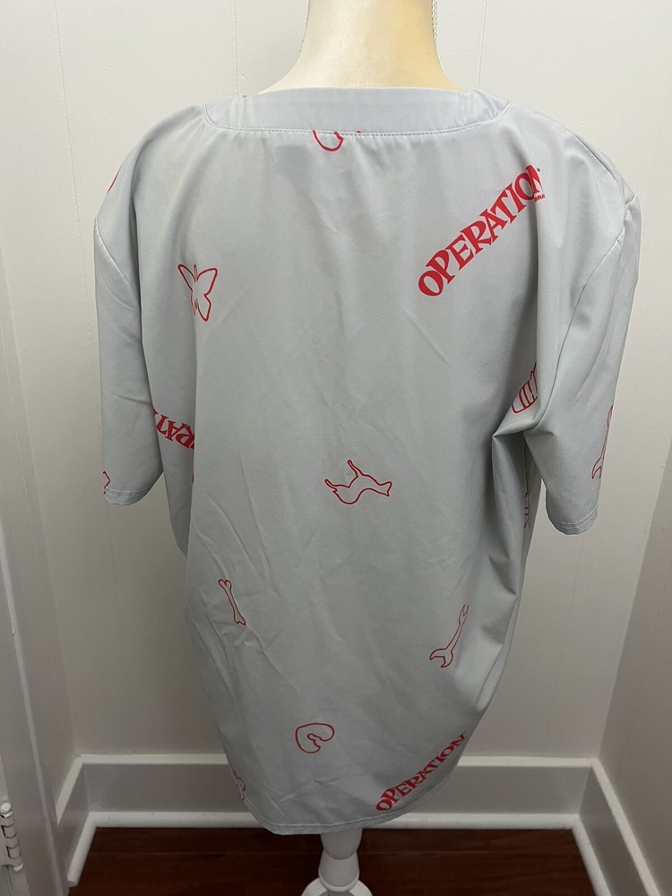 Hasbro Operation Scrub Top Size Small / Medium Gray Polyester Spandex Stretch