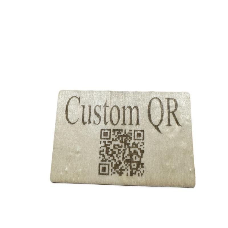 Custom Engraved 3"x2" Basswood Display- Personalized Text & QR Code