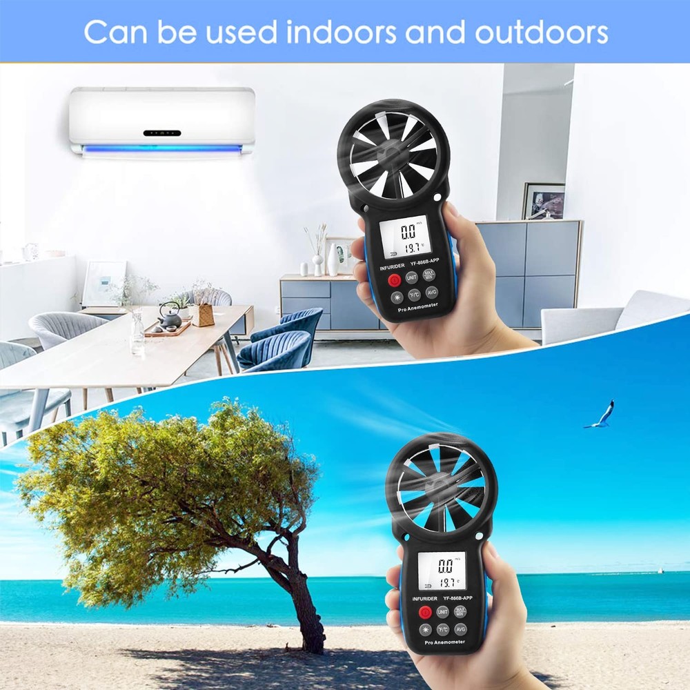 Digital Wireless Anemometer with APP via Bluetooth Handheld Wind Speed Meter...
