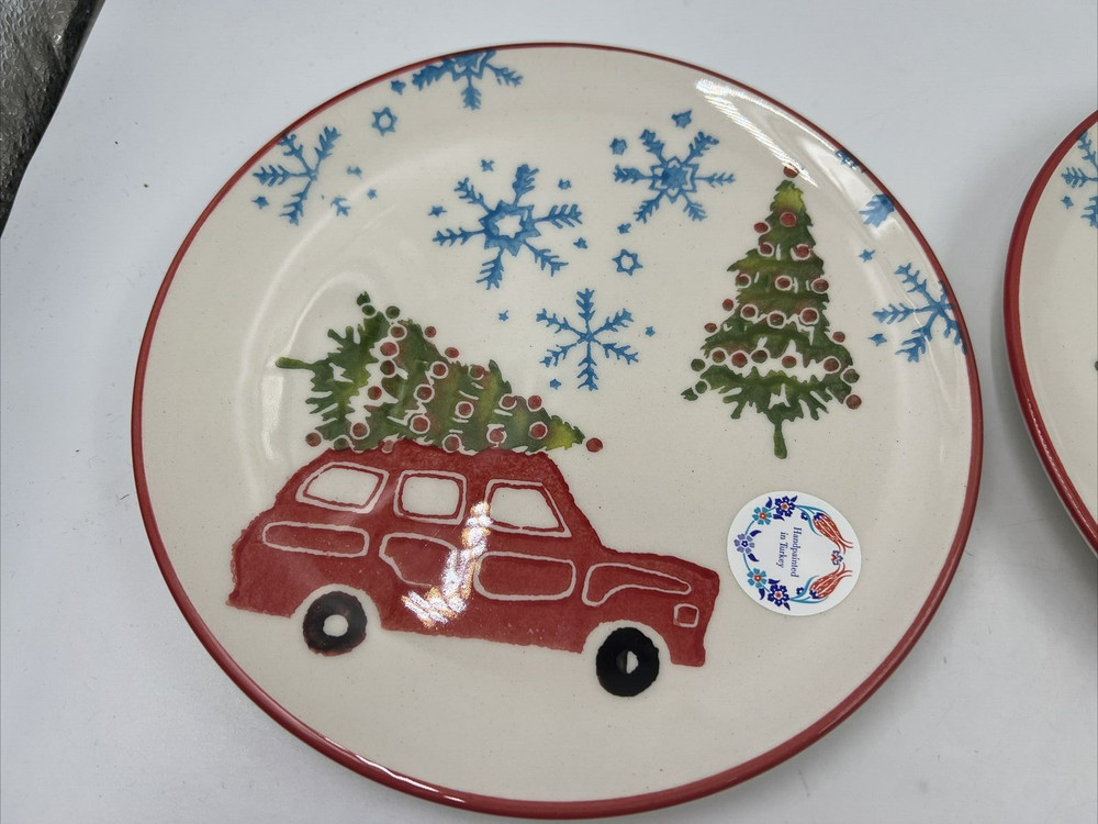 GVN Ceramic 8in Christmas Wagon Side Plate Set AA02B06003