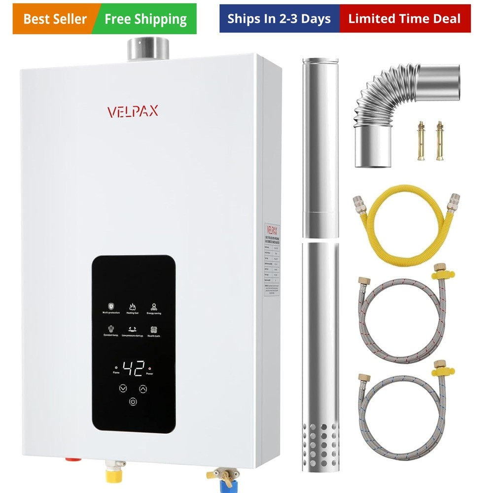 Natural Gas Tankless Water Heater, 4.21GPM 16L Indoor,Instant Hot Natural Gas...