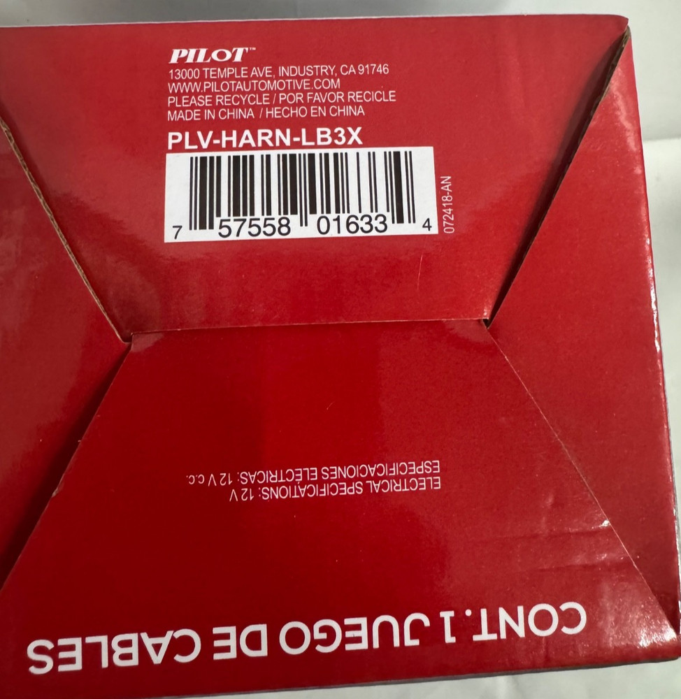NEW PILOT SINGLE LIGHT PRE WIRED WIRING HARNESS KIT 12 VOLT PLV-HARN-LB3X