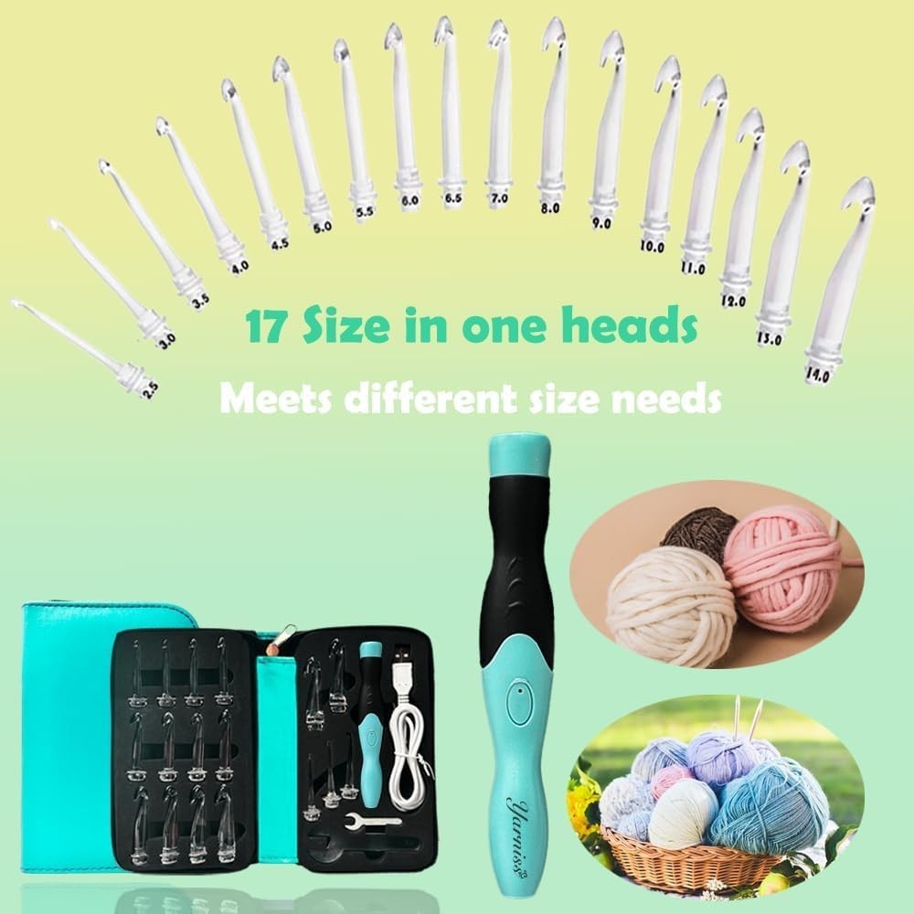 17 Sizes Light Crochet Hooks - USB Rechargeable with Adjustable Brightness