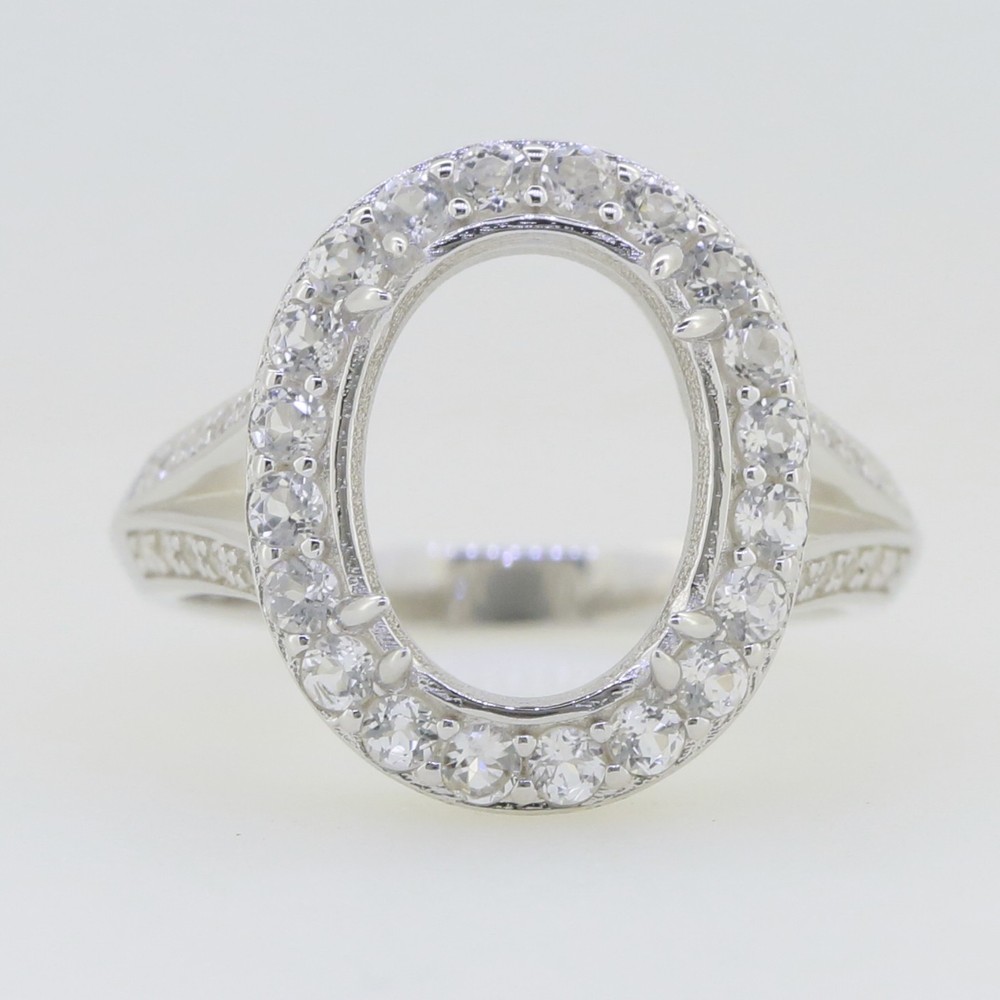 Sterling Silver Semi Mount Ring Setting Oval OV 13x10mm