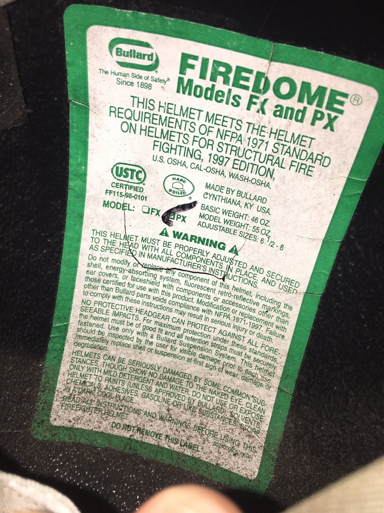 Bullard Firedome Hard Hat Model PX