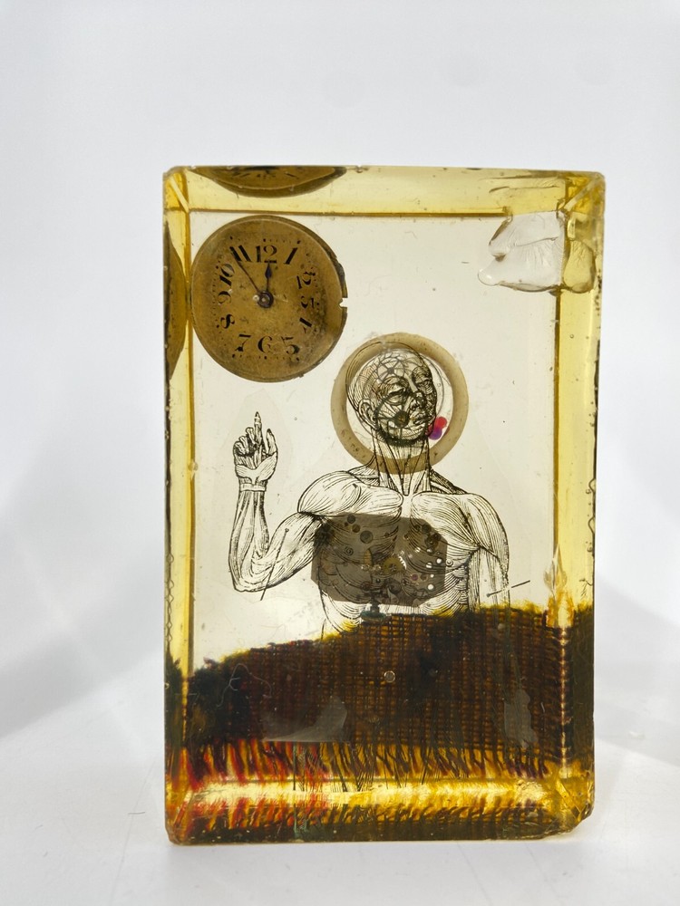 * ART SCULPTURE 90s MINIATURE ART TABLE OBJECT EPOXY RESIN